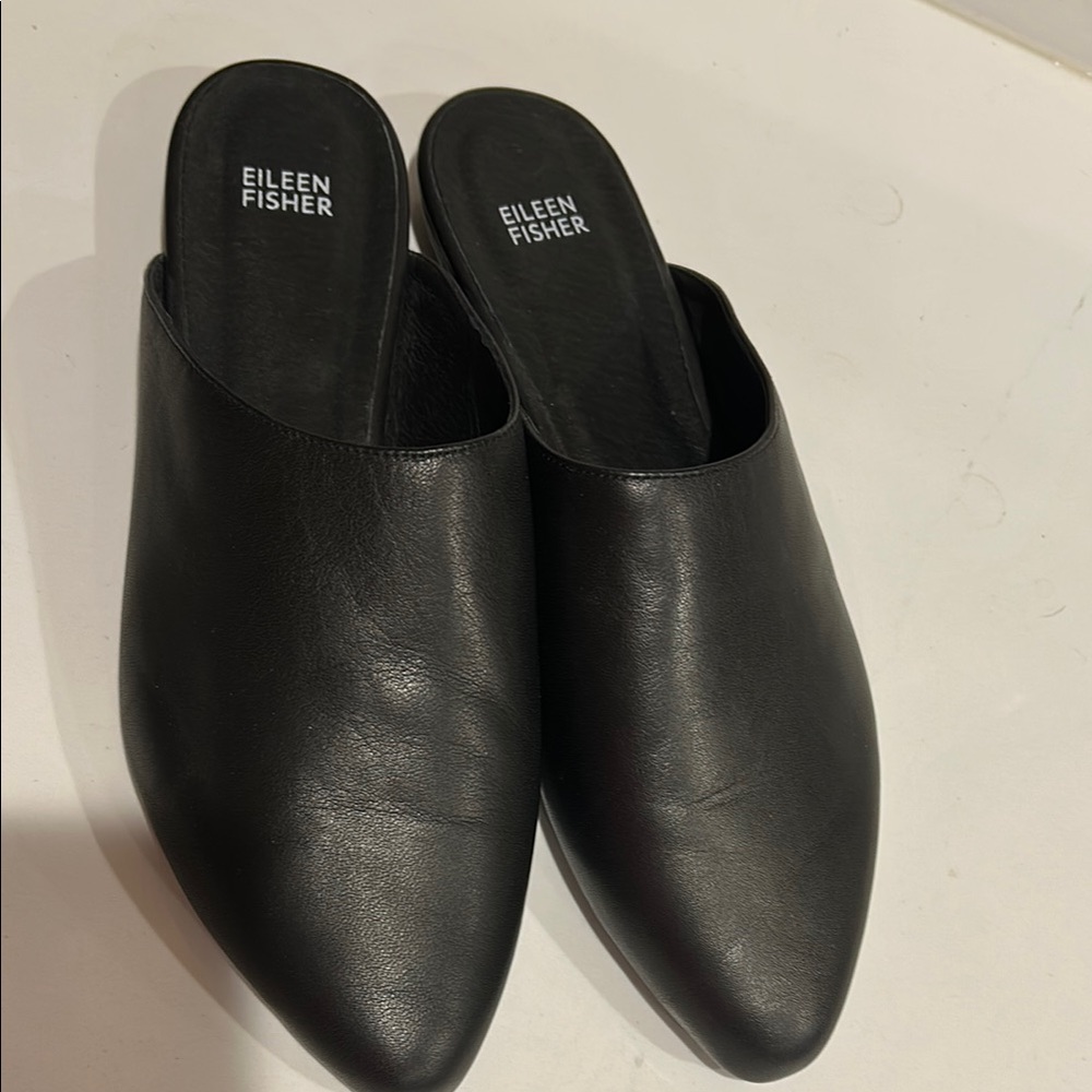NEW Eileen Fisher Black Minimalist Mules Size 11